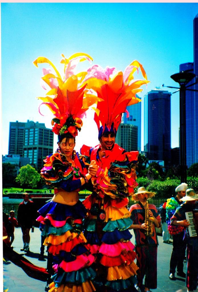 Stilt walkers Melbourne Pepe and Carmen