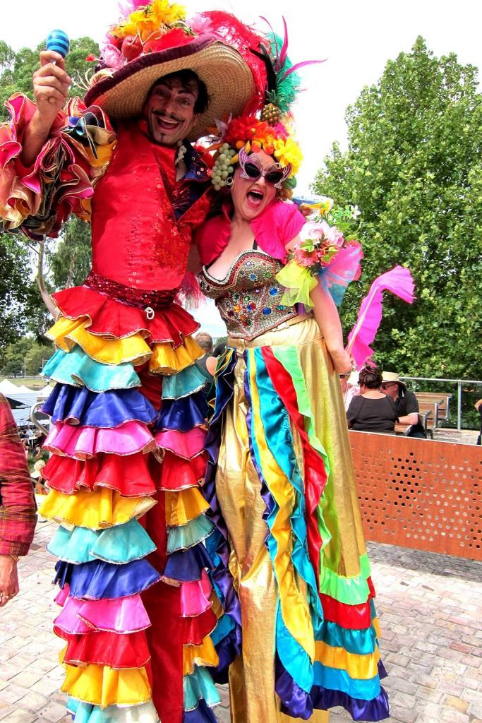 Stilt walkers Melbourne Pepe and Carmen